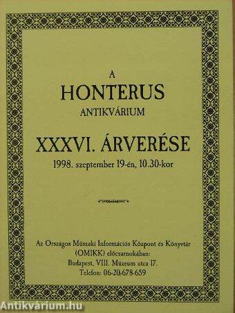 Honterus Antikvárium 36. Aukció