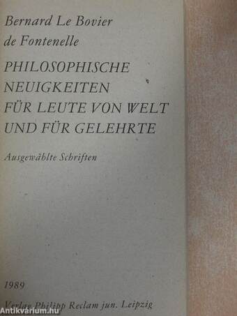 Philosophische Neuigkeiten für Leute von Welt und für Gelehrte