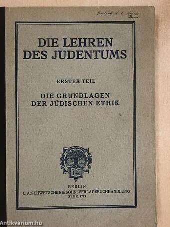 Die Lehren des Judentums I. (Mandl Bernát könyvtárból)