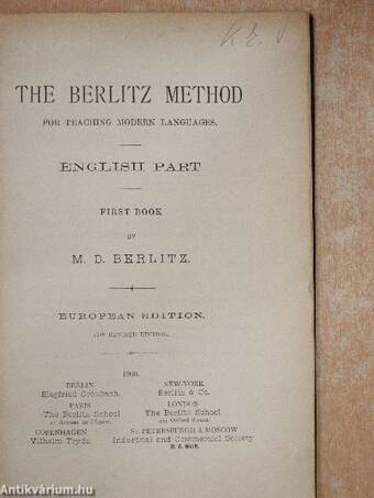 The Berlitz method I./The Berlitz method illustrations for the first book (Mandl Bernátné Keleti Eszter könyvtárából)