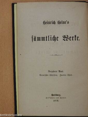 Vermischte Schriften von Heinrich Heine I-II. (gótbetűs)