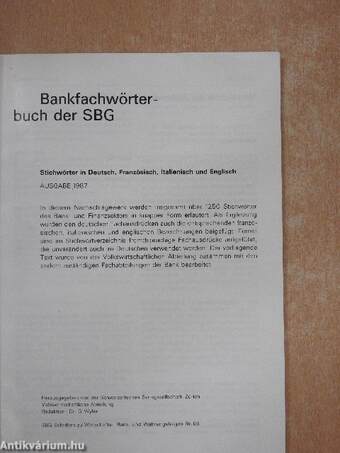 Bankfachwörterbuch der SBG