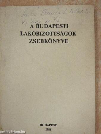 A budapesti lakóbizottságok zsebkönyve