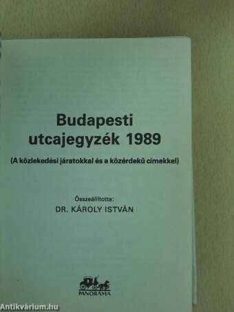 Budapesti utcajegyzék 1989