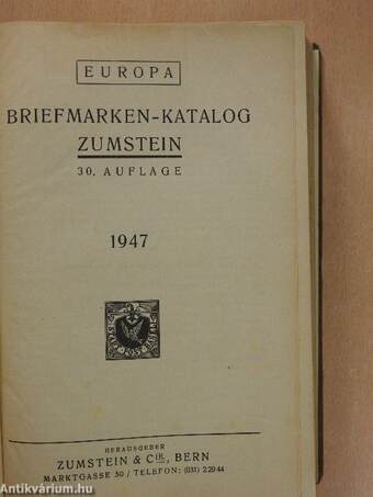 Briefmarken-katalog Zumstein - Europa 1947