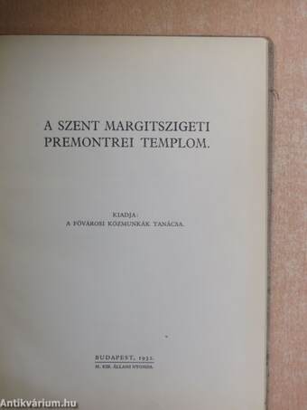 A Szent Margitszigeti premontrei templom