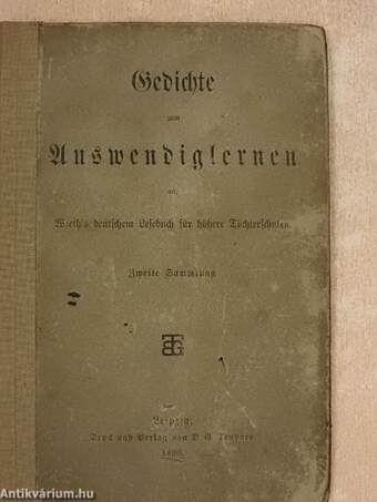 Gedichte zum Auswendiglernen II. (gótbetűs)(Mandl Bernát könyvtárából)