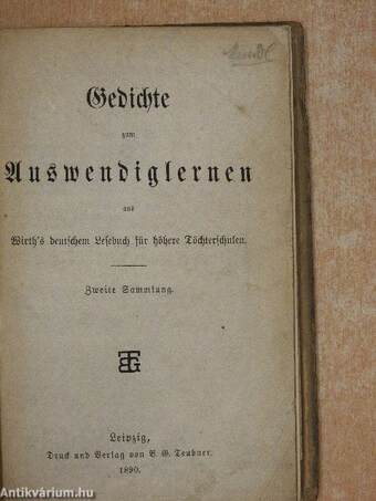 Gedichte zum Auswendiglernen II. (gótbetűs)(Mandl Bernát könyvtárából)