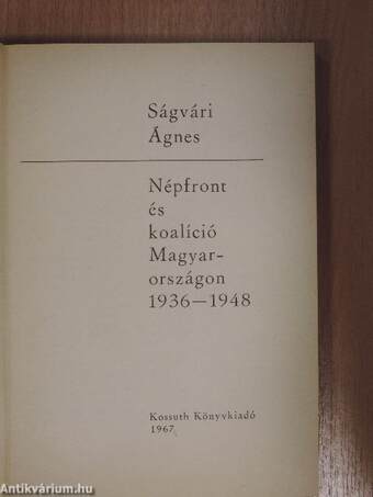 Népfront és koalíció Magyarországon 1936-1948