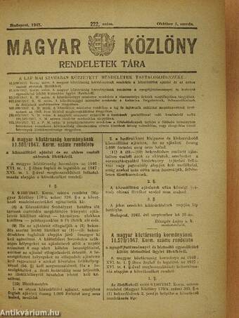 Magyar Közlöny 1947. október 1.-december 31.