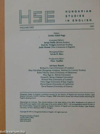 Hungarian Studies in English Volume XXII.