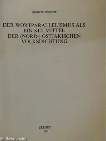 Der Wortparallelismus als ein Stilmittel der (nord-) ostjakischen Volksdichtung