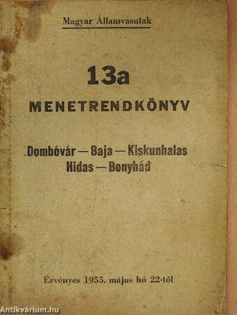 13a menetrendkönyv