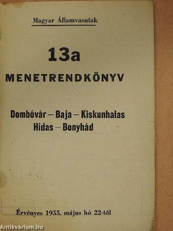 13a menetrendkönyv