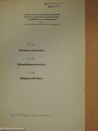 Villamos berendezésekre és azok üzemére vonatkozó szabályzatok, utasítások és szabványok