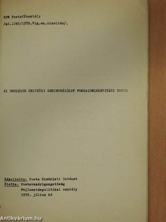 Az országos helyközi gerinchálózat forgalomirányitási terve