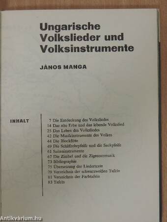 Ungarische Volkslieder und Volksinstrumente