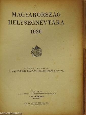 Magyarország helységnévtára 1926