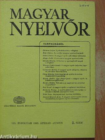 Magyar Nyelvőr 1989. április-június