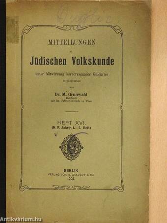 Mitteilungen zur Jüdischen Volkskunde XVI.