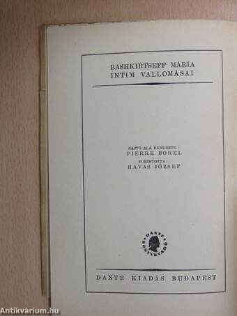 Bashkirtseff Mária intim vallomásai I-IV.