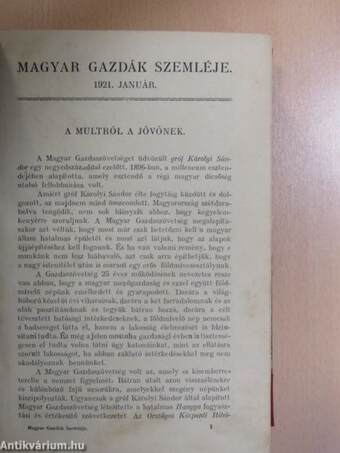 Magyar Gazdák Szemléje 1921. január-december