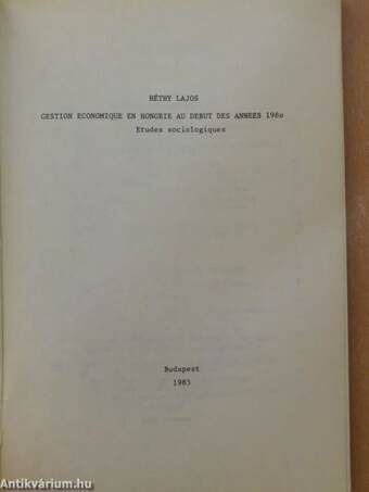 Gestion economique en Hongrie au debut des annees 1980