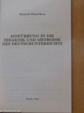 Einführung in die Didaktik und Methodik des Deutschunterrichts