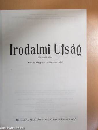 Irodalmi Ujság 1986-1989