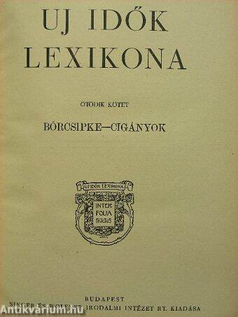 Uj idők lexikona 5-6. (töredék)