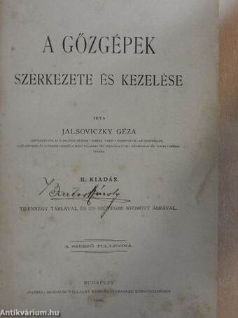 A gőzgépek szerkezete és kezelése