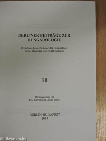 Berliner Beiträge zur Hungarologie 10.