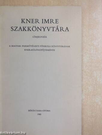 Kner Imre szakkönyvtára