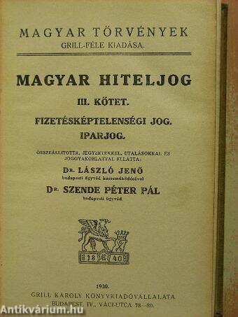 Magyar hiteljog III.