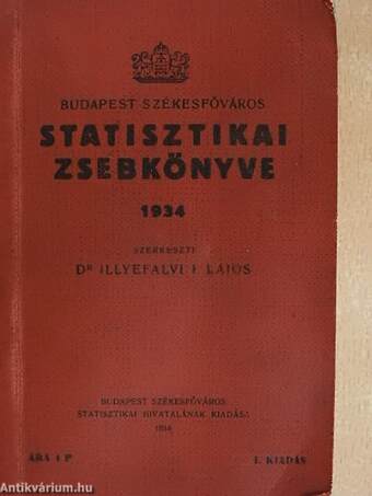 Budapest Székesfőváros Statisztikai Zsebkönyve 1934.