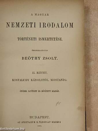 A magyar nemzeti irodalom történeti ismertetése II.