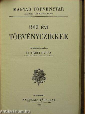 1913. évi törvényczikkek