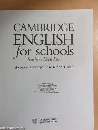 Cambridge English for Schools - Teacher's Book Four