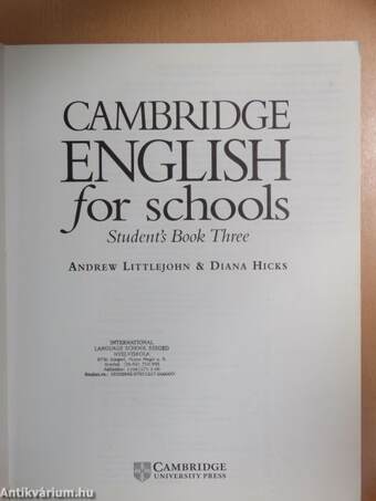 Cambridge English for Schools - Student's Book Three