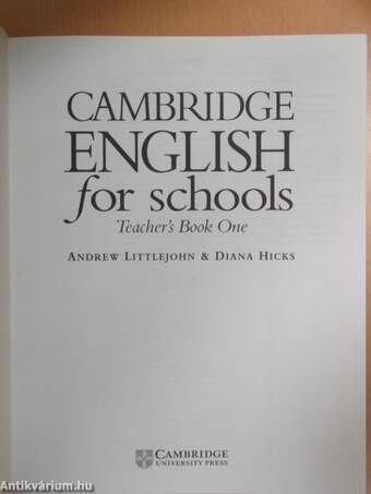 Cambridge English for Schools - Teacher's Book One