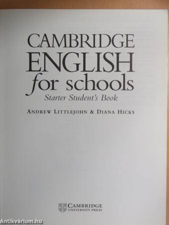 Cambridge English for Schools - Starter Student's Book