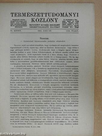 Természettudományi Közlöny 1943. (nem teljes évfolyam)/Pótfüzetek a Természettudományi Közlönyhöz 1943. (nem teljes évfolyam)