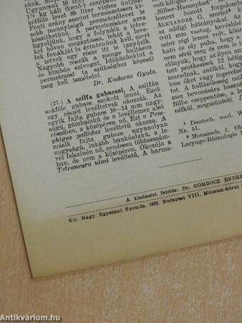 Természettudományi Közlöny 1932. (nem teljes évfolyam)/Pótfüzetek a Természettudományi Közlönyhöz 1932. január-december