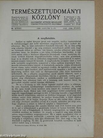 Természettudományi Közlöny 1936. január-december/Pótfüzetek a Természettudományi Közlönyhöz 1936. január-december