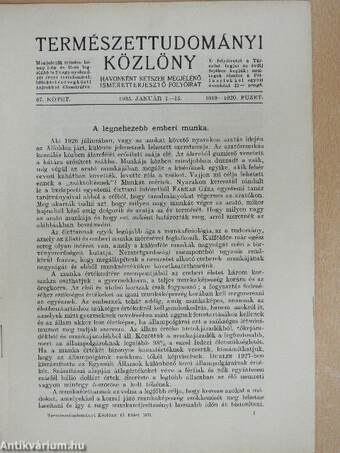 Természettudományi Közlöny 1935. január-december/Pótfüzetek a Természettudományi Közlönyhöz 1935. január-december