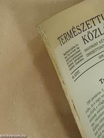 Természettudományi Közlöny 1928. január-december/Pótfüzetek a Természettudományi Közlönyhöz 1928. január-december