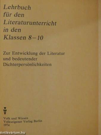 Lehrbuch für den Literaturunterricht in den Klassen 8-10