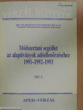 Módszertani segédlet az alapítványok adóellenőrzéséhez 1991-1992-1993