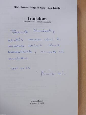 Irodalom 9. (dedikált példány)