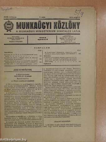 Munkaügyi Közlöny 1974. május 27.